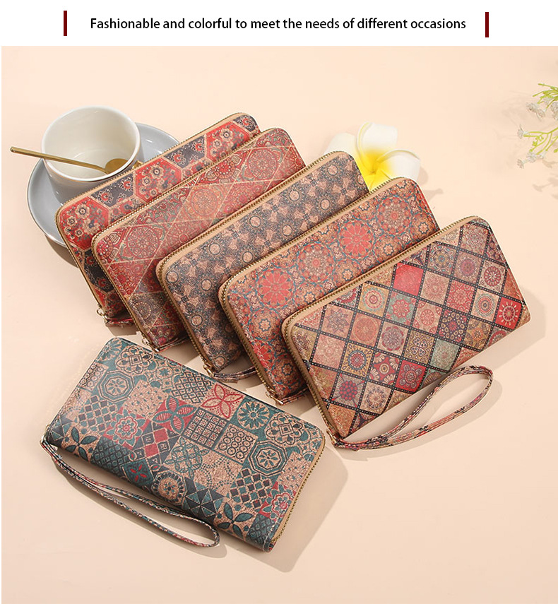 90g Weight Polyester Lining Material Zipper Closure Type Long Wallets Bags Type 1 Piece Quantity Daily Occasion Pu Leather Material Geometric Pattern All Seasons Season Women's Gender Vintage Style Style Square Shape Women's Geometric Pu Leather Zipper Long Wallets 1
