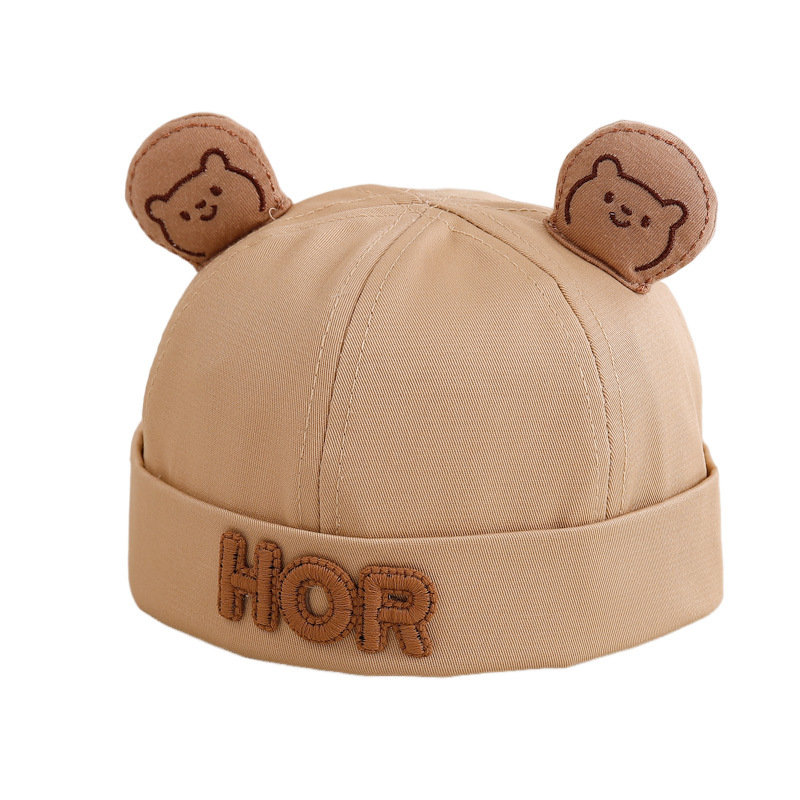 Bonito sombrero de bebé oso primavera y otoño delgado sombrero de piel de melón protector solar para hombres y mujeres, niños y niñas, mes pequeño, sombrero principal