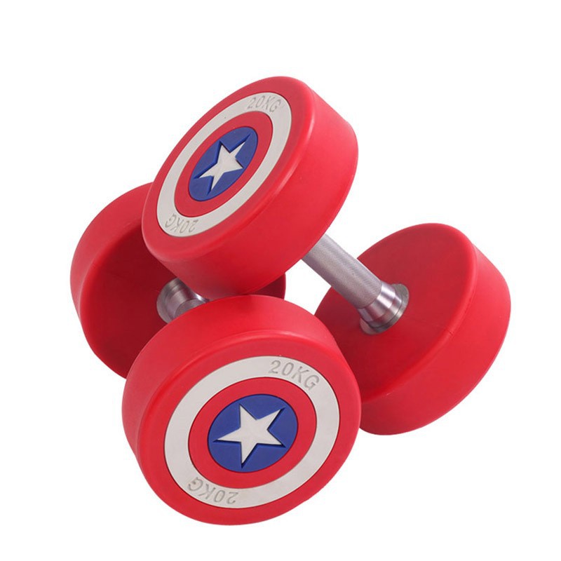Factory wholesale U.S. captain dumbbell commercial barbell color fixed round head bag glue PU dumbbell U.S. team pu dumbbell