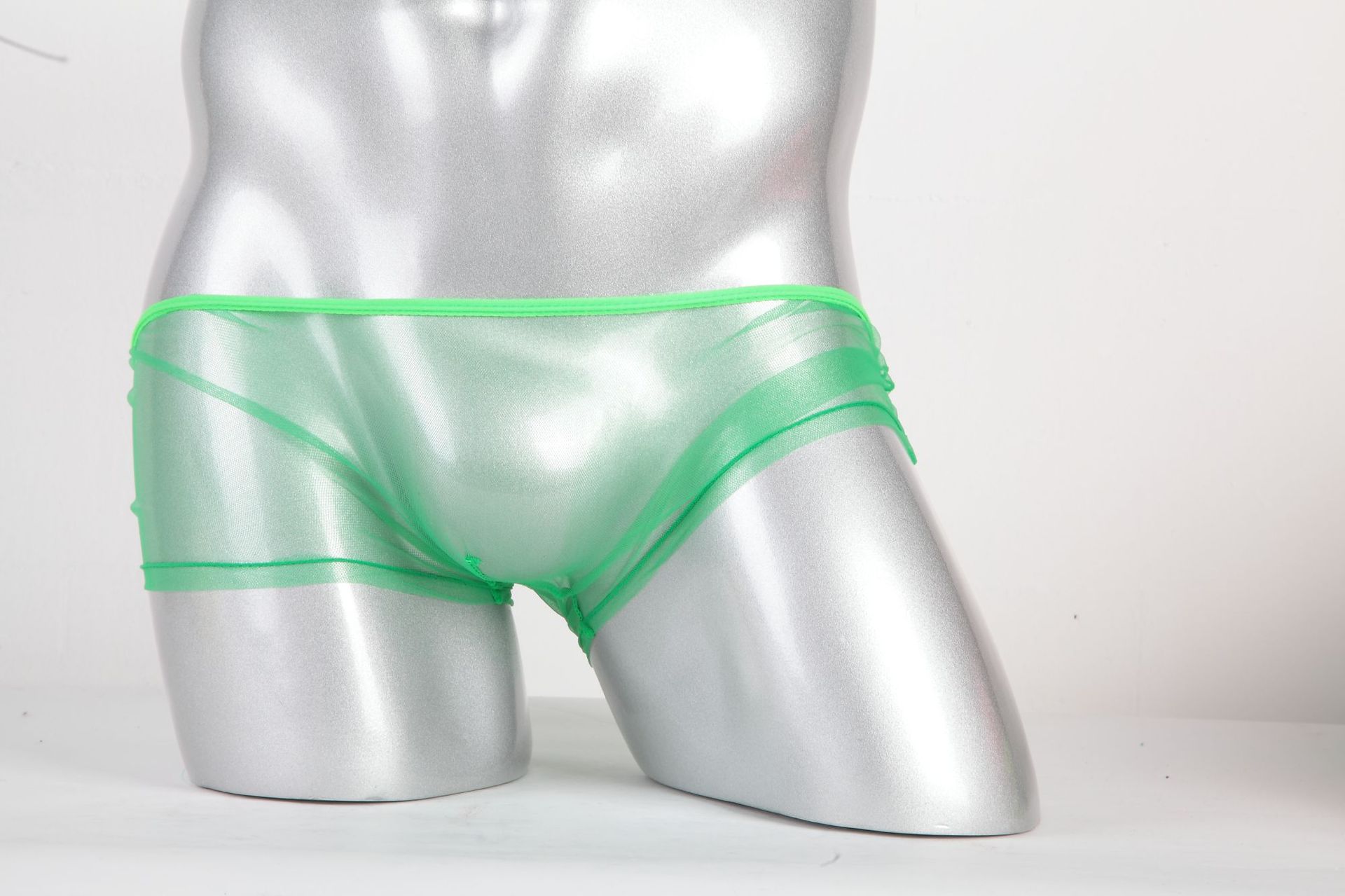 Ropa interior de los hombres de malla delgada ver a través de malla bolsa de cintura baja boxeadores más el tamaño C- 092