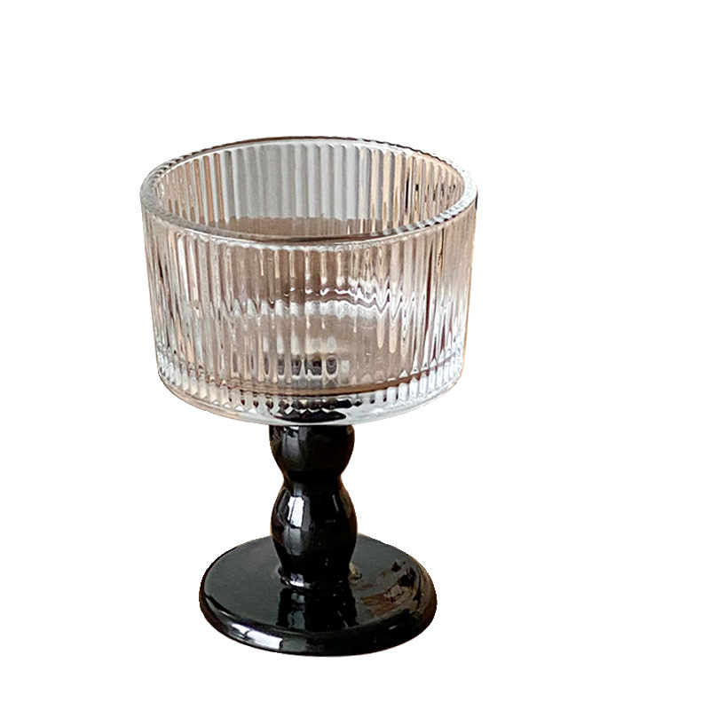 Retro medieval en relieve taza de helado de vidrio de pie alto taza de postre helado tazón de yogur tazón de desayuno nicho sensación de atmósfera