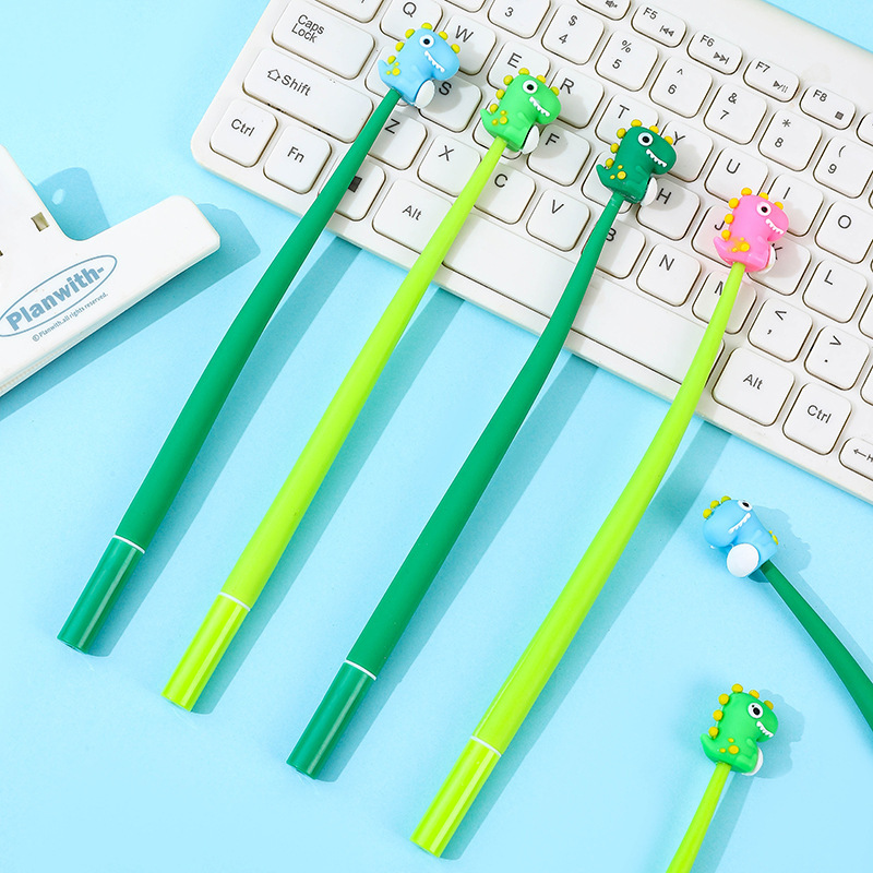 Pequeño dinosaurio agitando bolígrafo de gel, pegamento suave, regalo para estudiantes, bolígrafo creativo, papelería de Yiwu, bolígrafo de gel oscilante al por mayor