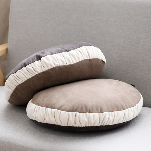 Cotton Soft Faux Fur Patchwork Color Throw Pillow Two-Sided Pillowcase Luxurious Velvet Sofa Cushion Office Conference Room Waist Support