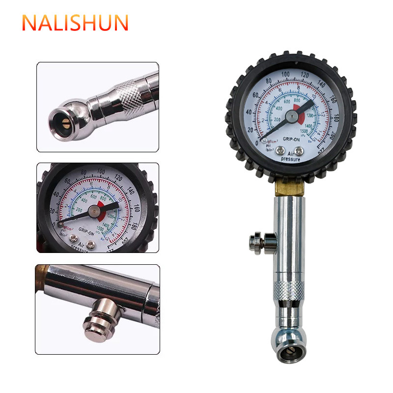 Medidor de presión de neumáticos medidor de presión de aire de alta precisión con presión cabeza inflable neumático del coche medidor de presión pistola de aire boquilla de aire