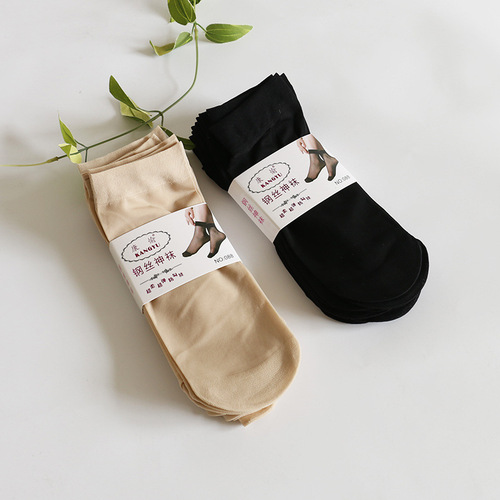A Summer Lady Thin Steel Short Socks 30D Anti-Ladder Short Stockings Women's Skin Tone Socks Dropshipping One Piece