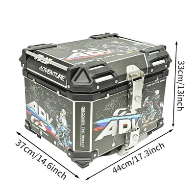 Camouflage 45L Aluminum Alloy Rear Trunk Motorcycle Trunk Electric Vehicle Trunk Aluminum Alloy Universal Waterproof Quick-Release (Motorcycle trunk) - 45ltravel-around-the-world-in-black