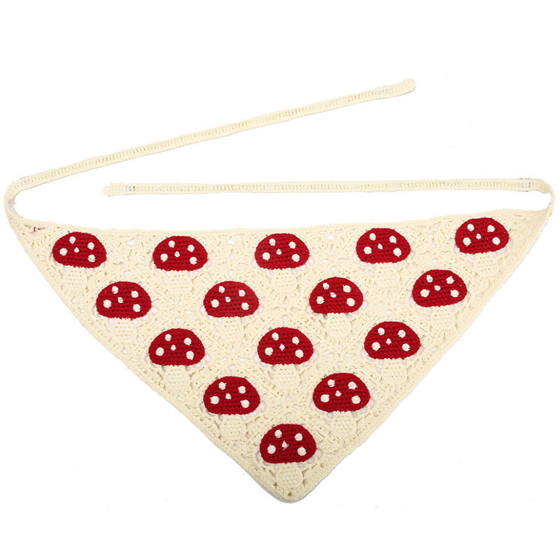 Francia cereza toallas triangulares mujeres primavera y otoño viajes padres-hijos gancho de punto flores hueco pañuelo de arte correa de pelo gorro