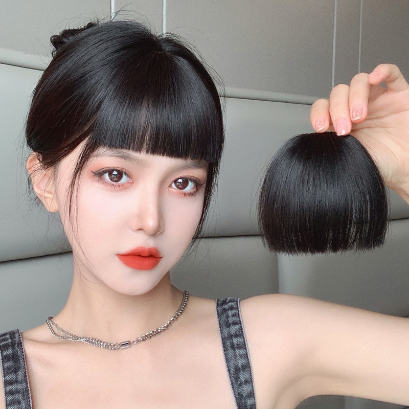 齐刘海贴网红假发片女前额留流海女式贴片隐形漫画平刘海空气刘海