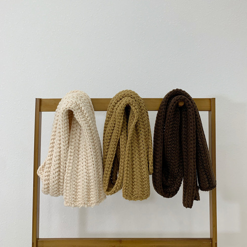 2024 new Korean version ins solid color children's scarf autumn and winter baby warm scarf Korean children's knitted scarf