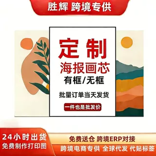 客厅装饰画跨境专供无框画帆布画TEMU代发海报画芯亚马逊批发挂画