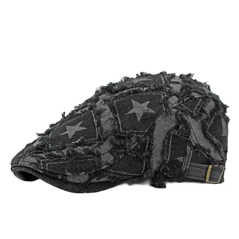 Vintage denim duckbill pet voor dames distressed baret artistiek_voghion.com
