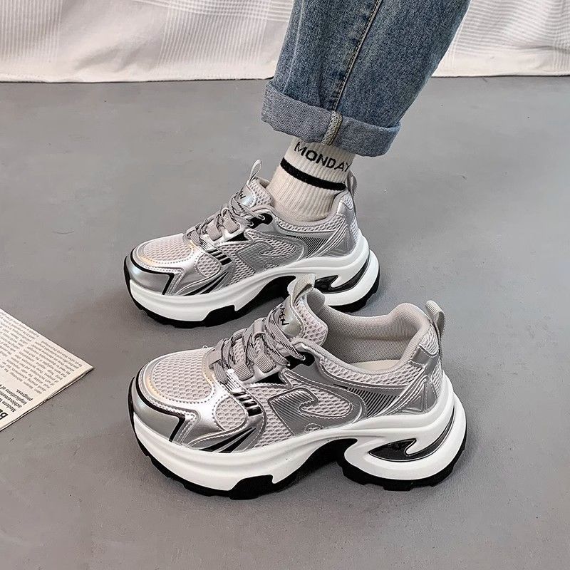 Popular Dad Shoes for Women 2025 Spring New Versatile Small Height-Increasing Mesh Breathable Casual Sports Shoes