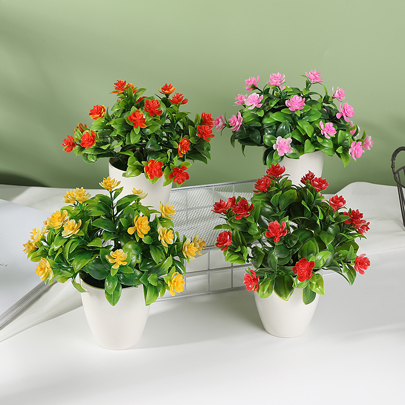 Maceta decorativa con rosas artificiales para escritorio image 3
