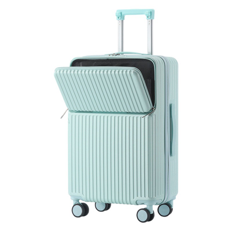 Maleta de viaje nueva con apertura frontal anticaídas, ruedas universales multifuncionales, equipaje de mano recargable, maleta de viaje de 24 pulgadas