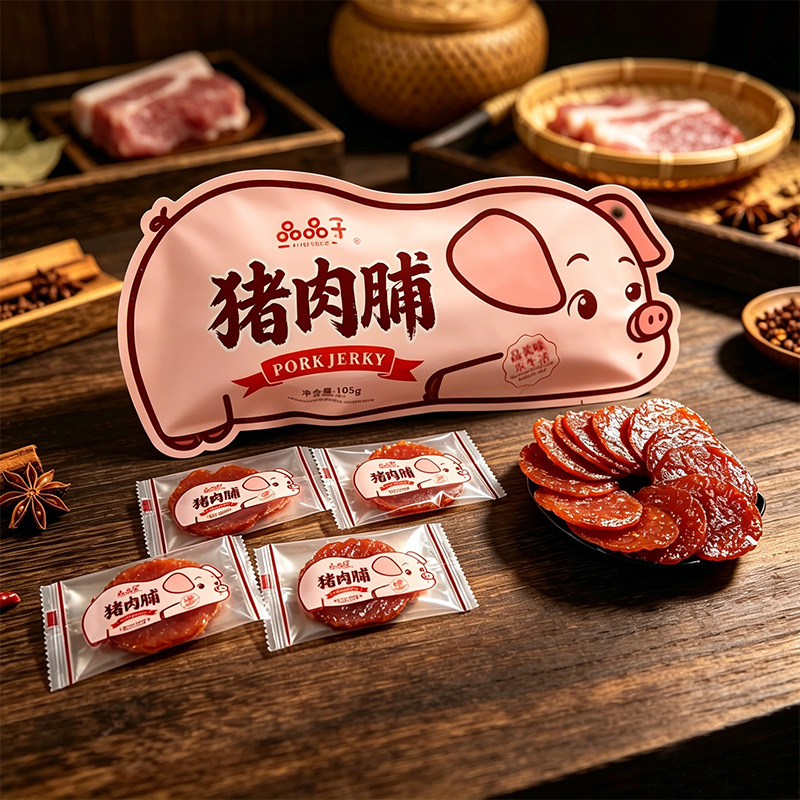 Pinpinle 105g Shredded Pork Jerky Afternoon Tea Pork Jerky Individually Packaged for Outdoor Camping Ready-To-Eat Meat Jerky