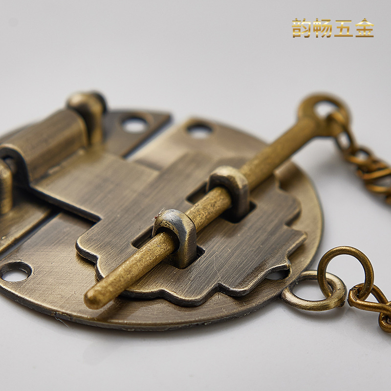 Yunchang caja cuadrada hebilla de hierro colgante de metal oro hebilla japonesa caja de regalo caja de madera hebilla gancho de bloqueo aleación redonda Cadena de bloqueo
