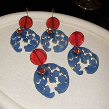 新中式新娘结婚耳钉古典红蓝国风流苏耳环气质敬酒礼服耳坠旗袍饰