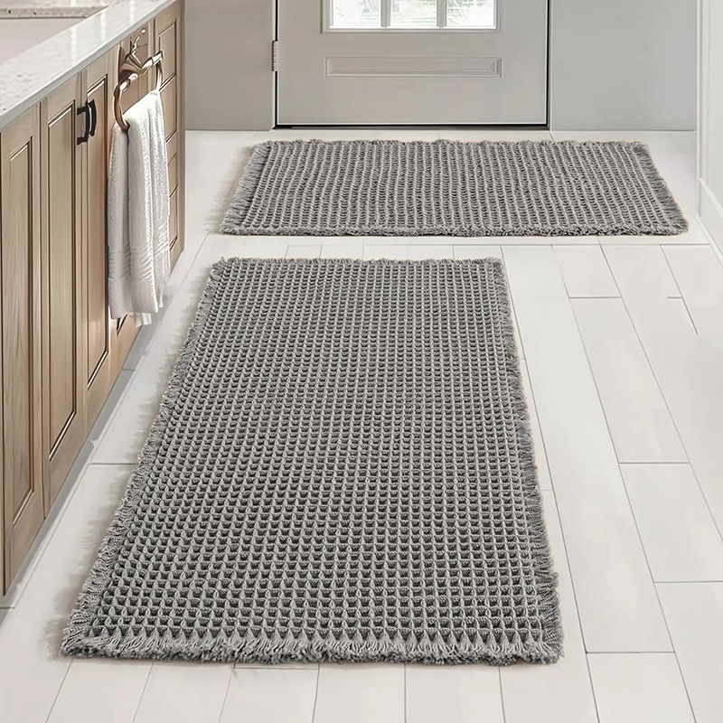 Waffle trenzado cocina alfombra antideslizante alfombra de baño para el hogar de doble cara gruesa almohadilla para los pies image 3