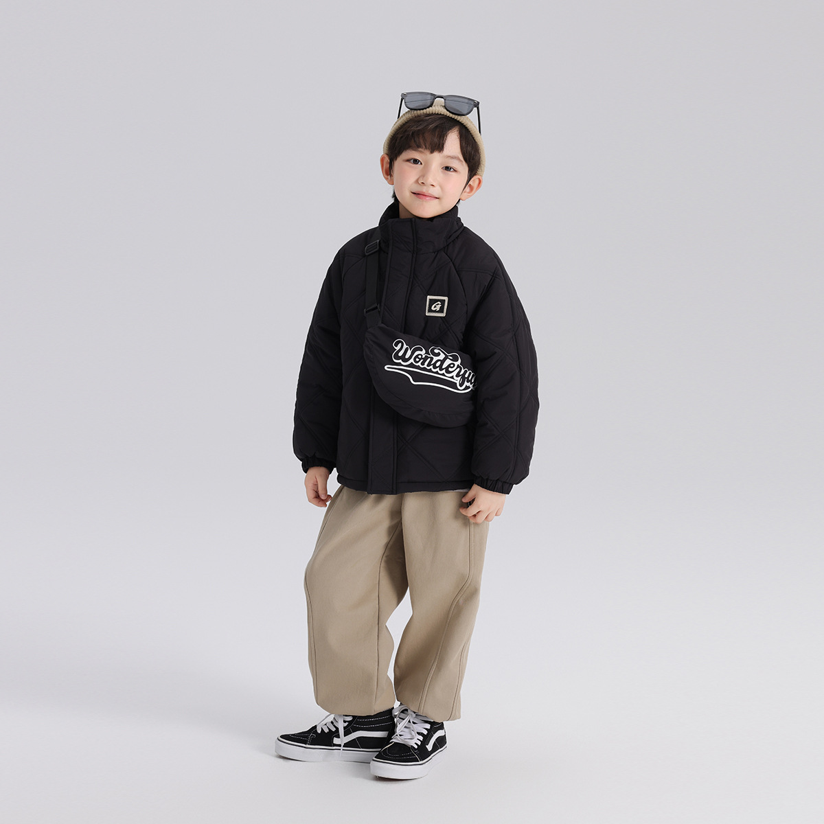 Autumn and Winter New Boys' Coat 2024 Autumn and Winter New Children's Simple All-match Collar Short Cotton-padded Jacket Warm