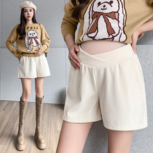 雪尼尔孕妇短裤秋冬新款小个子显高休闲百搭外穿低腰托腹阔腿裤潮