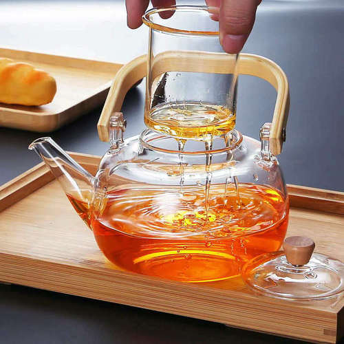 Manufacturer glass tea kettle electric ceramic stove heating kettle glass leak household flat bamboo striped beam kettle