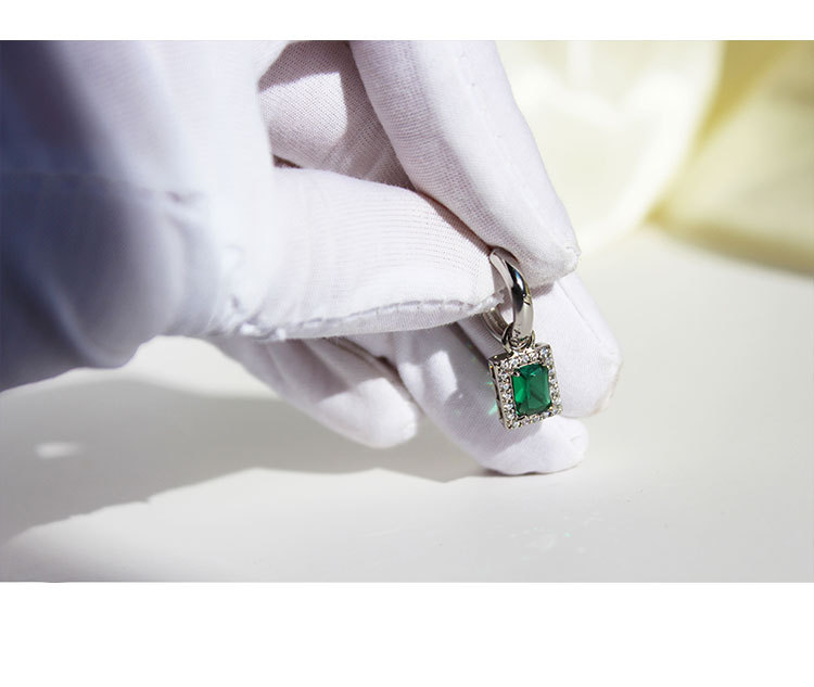 Retro Geometric Copper Inlay Zircon Dangling Earrings 1 Pair