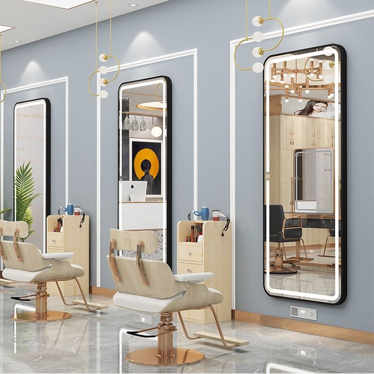Barbería espejo de pared lujo ligero LED con lámpara de belleza espejo de luz de peluquería espejo