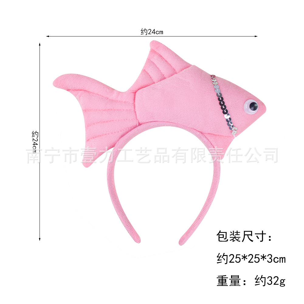 Wansheng rendimiento de la etapa tocado suministros de juego de Navidad peces animales diadema Vida Marina Goldfish diadema