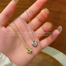 small pieces of silver love necklace for women light luxury minority cold style sweater chain high sense all-match super hot ornament wholesale undefined