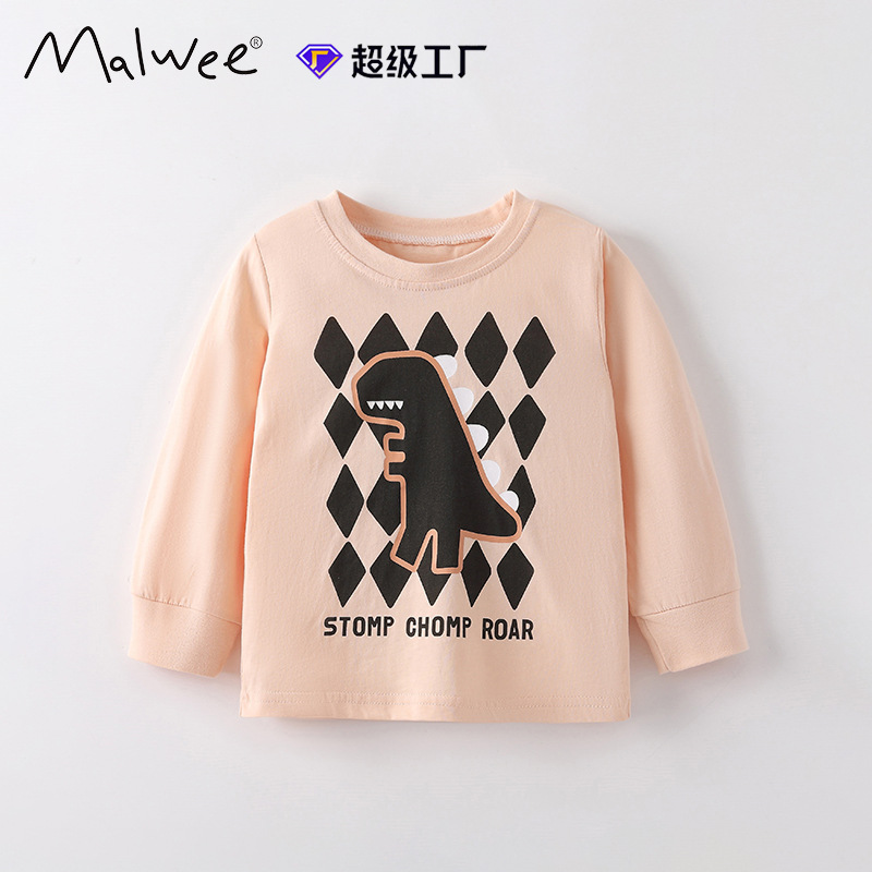 Malwee transfronterizo camiseta de cuello redondo para niños otoño y invierno nuevo estilo europeo y americano camiseta de niños pequeños guapo chaqueta de otoño