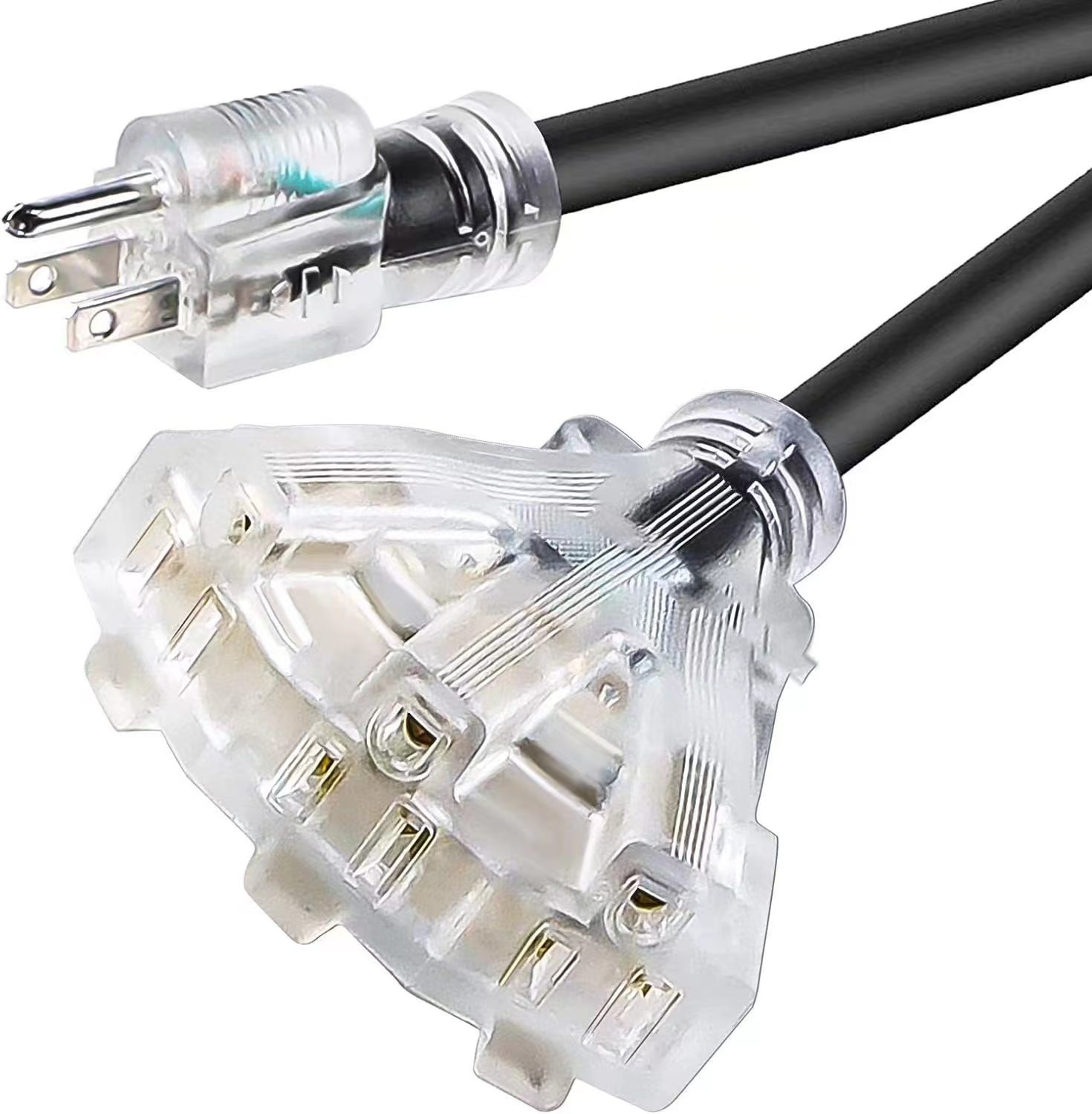 三芯美国插头电源线大功率插头转接扫把插延长线美标电源线插头