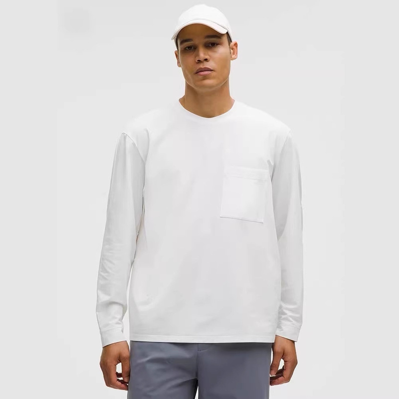 Lulu2026 Spring and Summer New Style Casual Elastic Breathable Heavyweight Round Neck Long-Sleeved T-Shirt Made of Zhudi Fabric