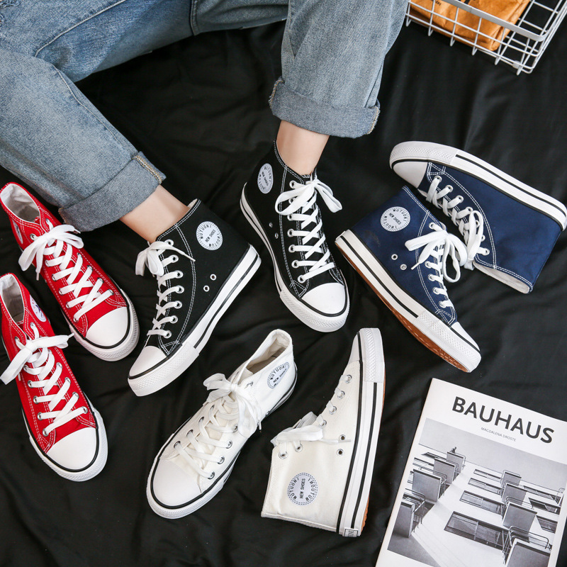 Vintage Classic High-top Canvas Shoes Men's Shoes Casual All-match College Style Lovers Shoes Student Shoes Rubber Shoes Skate Shoes