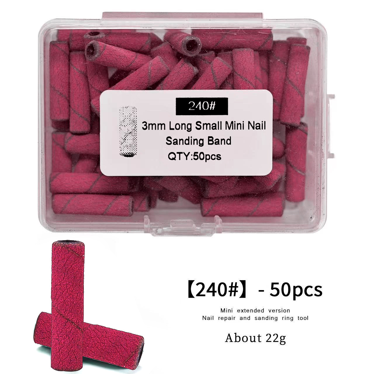 Unidad de arena de uñas de 20 mm alargada multiespecificación especial en caja y bolsa pequeña unidad de arena de uñas