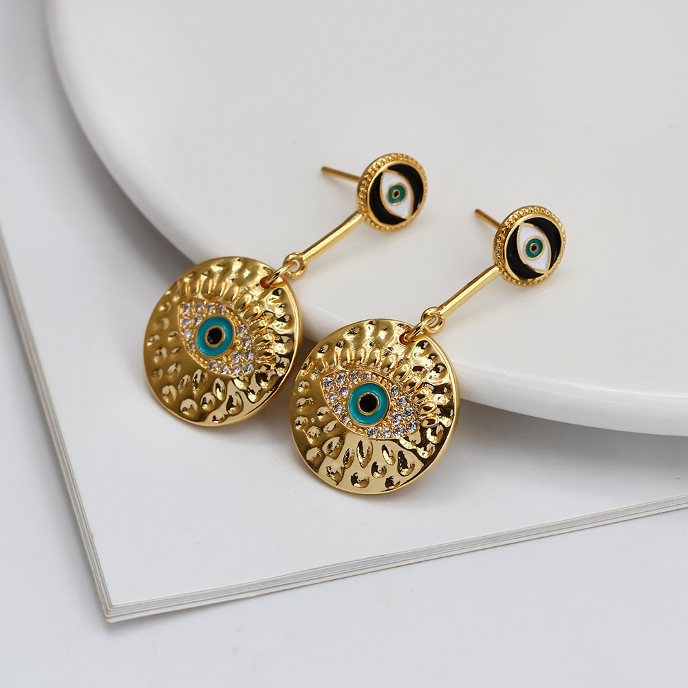 Fashion Devil's Eye Diamond Turkish Blue Eye Alloy Earrings display picture 4