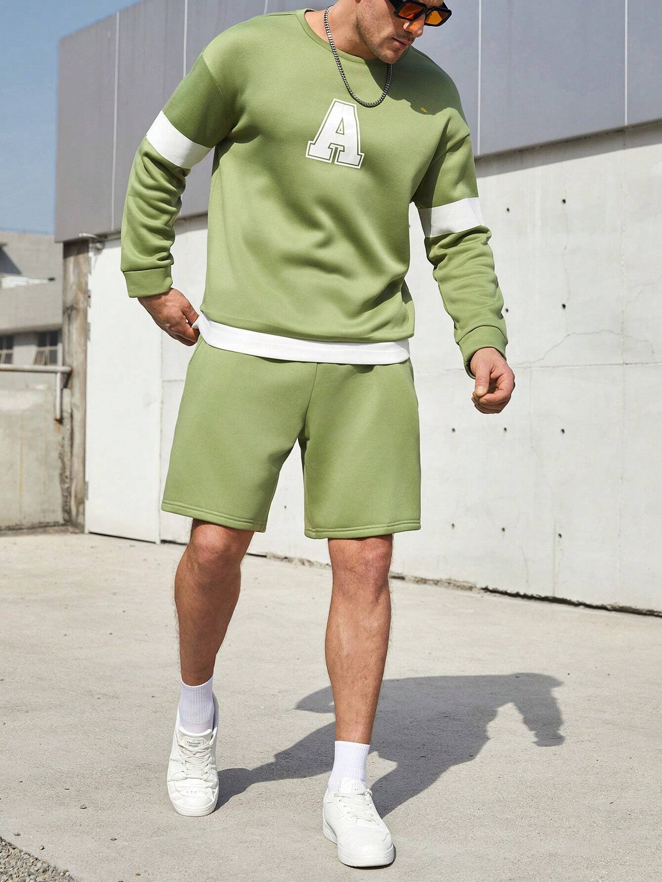 Pantalones cortos de suéter de manga larga de otoño para hombre 2024 nuevo traje casual suelto exterior ME1 ML4