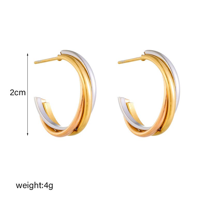 Geometric Pattern Women's Gender 1 Pair Retro Lady Geometric Plating Titanium Steel Ear Studs