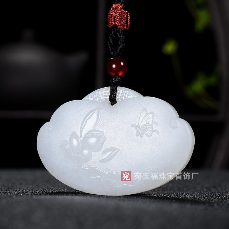 공장 도매 자연 아프간 옥 평화 잠금 부처님 펜던트 흰색 MAITREYA BUDDHA 나비 사랑 꽃 옥 펜던트 목걸이