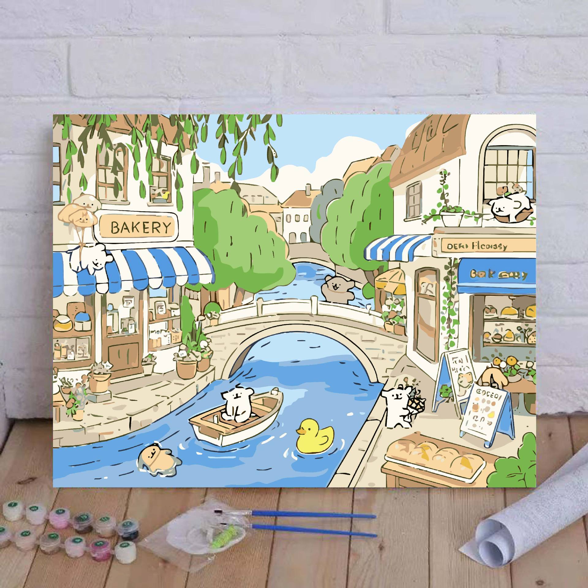 Líneas perros pinturas al óleo digital hechas a mano DIY pinturas de relleno encantadoras desencompresas pinturas al óleo de dibujos animados acrílicos pinturas colgantes pintadas a mano