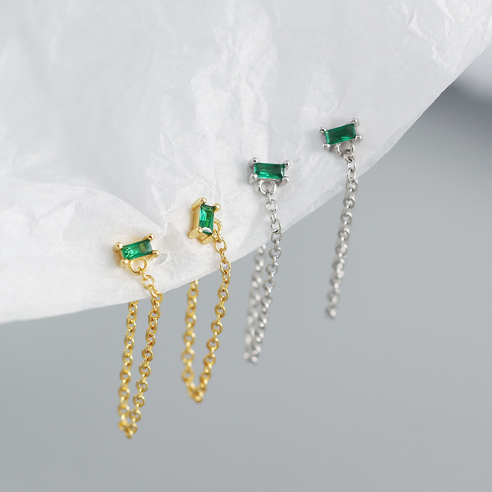 Fashion Tassel Sterling Silver Plating Zircon Drop Earrings 1 Pair