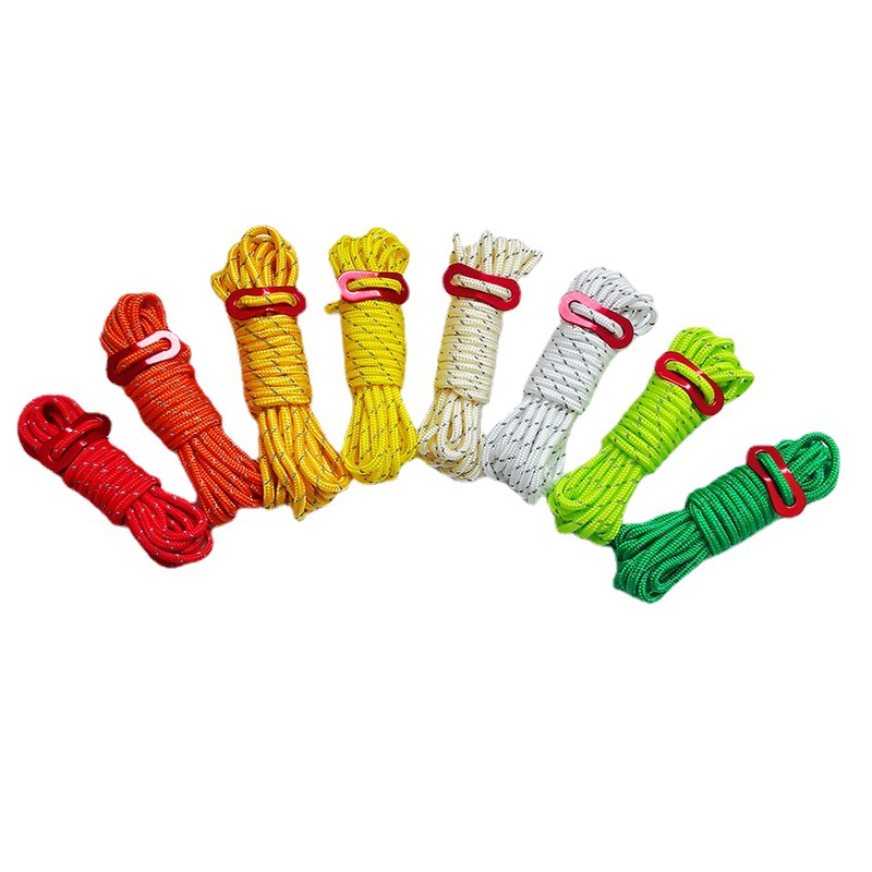 Suministro directo transfronterizo de cuerda de camping al aire libre carpa cuerda vinculante dosel cuerda a prueba de viento cuerda reflectante fija en stock fábrica al por mayor