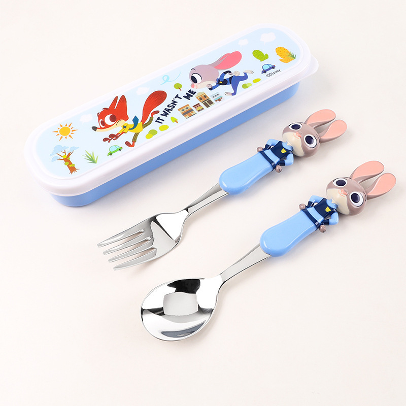 Disney Judy Children's 3D Cutlery Set Fork and Spoon Stainless Steel Tableware Three-Eyed Alien Portable Spoon and Fork Box Wholesale Disney Judy Children's 3D Cutlery Set Fork and Spoon Stainless Steel Tableware Three-Eyed Alien Portable Spoon and Fork Box Wholesale