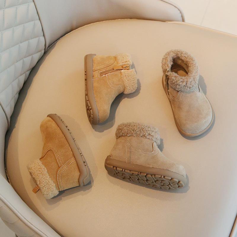 Children's Lightweight Fleece-Lined Cotton Shoes 2025 Winter Soft-Soled Non-Slip Baby Shoes Stylish Casual Thickened Toddler Shoes