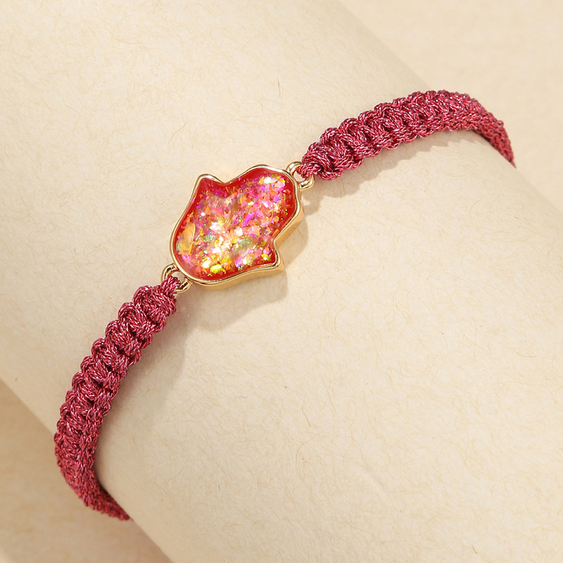 Cross-border Hot Selling Hand-woven Palm Oil Drop Colorful Lucky Bracelet Hamsa Palm Bracelet Cross-border Hot Selling Hand-woven Palm Oil Drop Colorful Lucky Bracelet Hamsa Palm Bracelet
