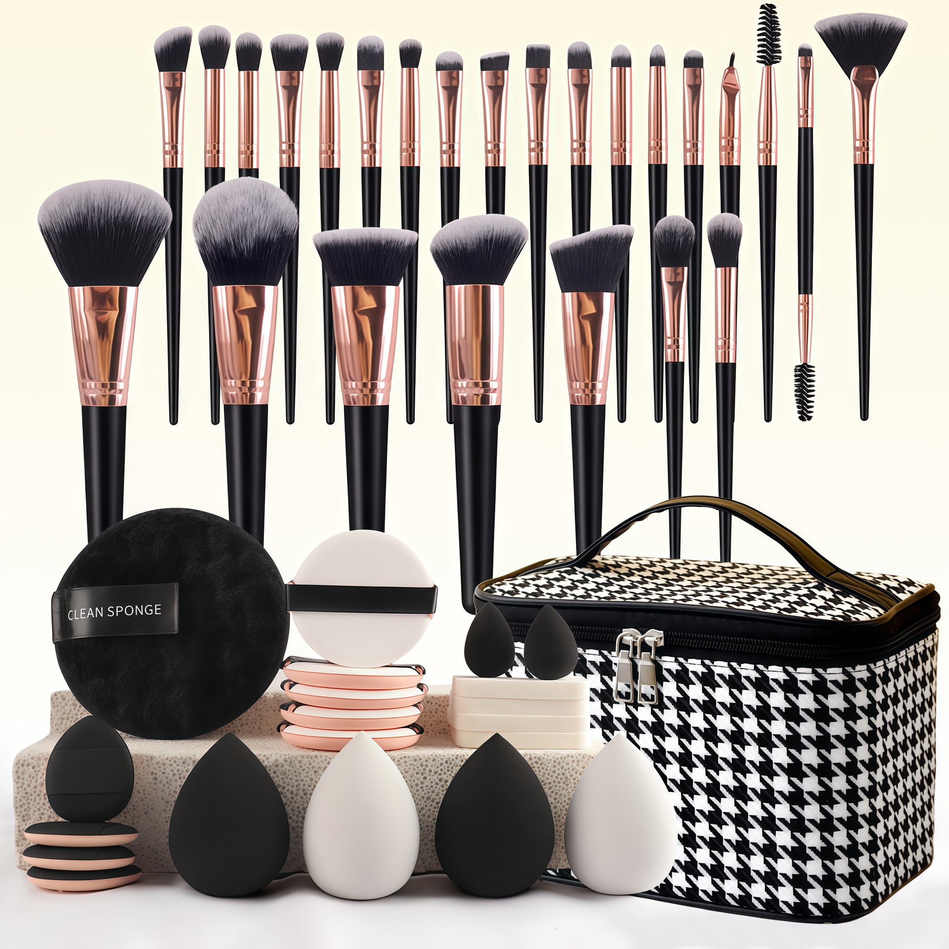 Juego de combinación transfronterizo 25 juego de pinceles de maquillaje 20 juego de combinación de borla Juego de herramientas de belleza negro