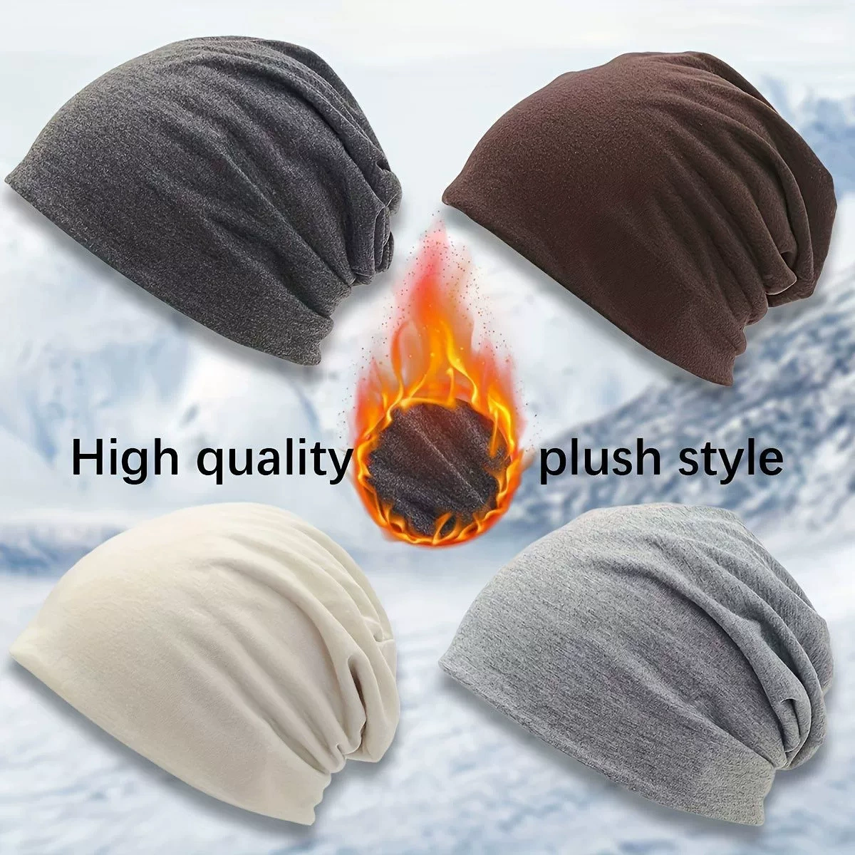 [Высокое качество] двухслойная шапка-пуловер из хлопчатобумажной пряжи, холодная шапка, шапка с ворсом, пуловер на четыре сезона, шапка, платок, дышащий уличный танец