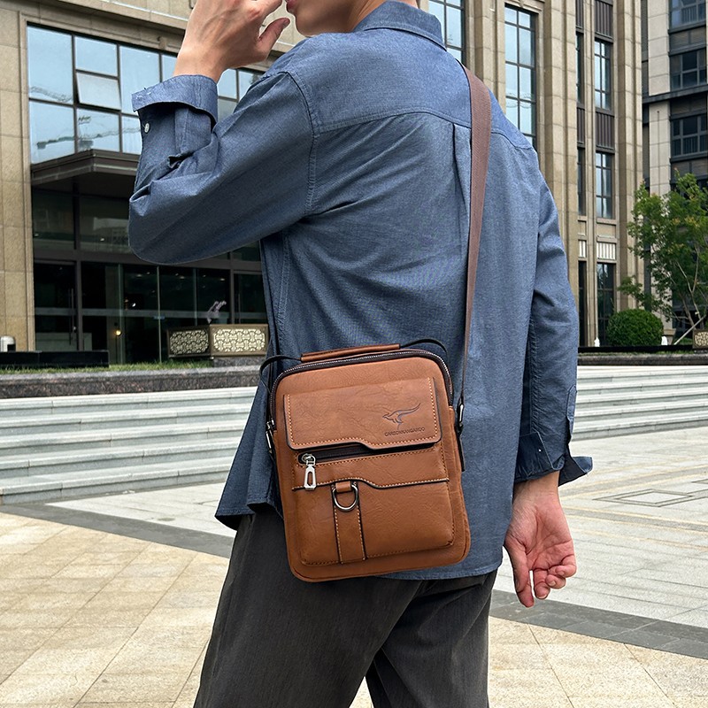 Bolso de cuero sencillo transfronterizo, bandolera de negocios de moda para hombre, bolso de mano, mochila informal, bandolera, venta al por mayor para comercio exterior