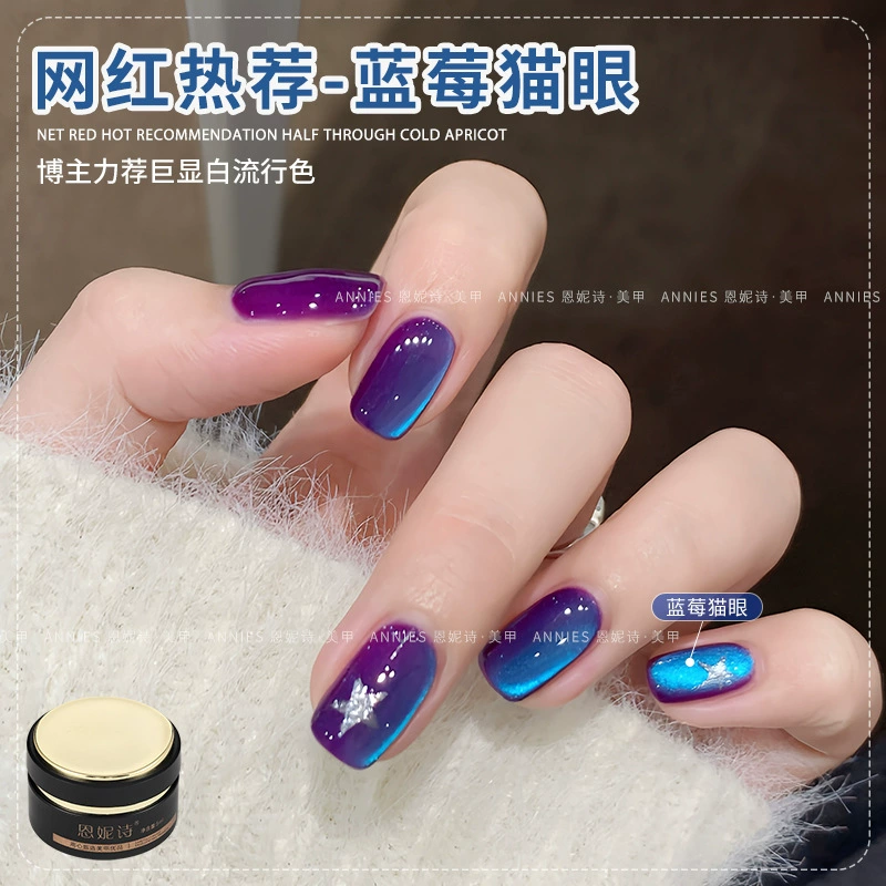 Enni Shi Qingi виноградный виноградный фиолетовый кошачий лак для ногтей 2025 новый белый синий цвет кошачий глаз завод оптом