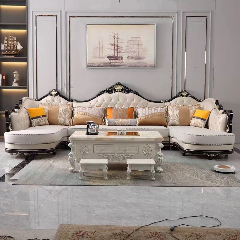 欧式沙发U型大户型欧式双贵妃沙发客厅组合布艺沙发整装奢华套装