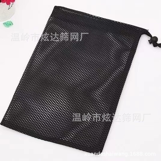 涤纶拉绳束口网袋加厚网布抽绳袋子束口收纳涤纶黑色网袋批发